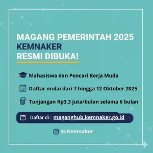 Kemnaker Resmi Buka Program Magang Pemerintah 2025: 20 Ribu Kuota dan Tunjangan Hingga Rp3,3 juta per Bulan