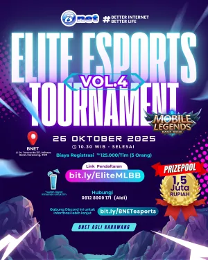 BNET Gelar Elite Esports Tournament Vol.4: Bukti Nyata Internet Lokal Karawang Dukung Komunitas MLBB!