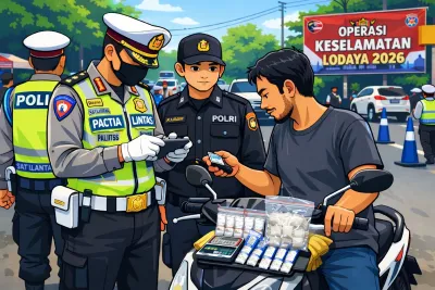 Tak Pakai Helm, Pengendara di Karawang Terciduk Bawa Sabu Saat Operasi Keselamatan