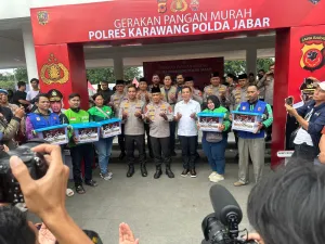 Kapolda Jabar Gelar Gerakan Pangan Murah di Karawang guna Jamin Keterjangkauan Harga Jelang Ramadan